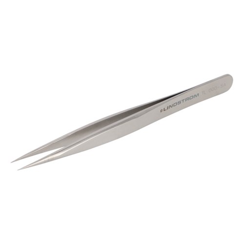 Lindstrom 000-SA Stainless Micro Precision Tweezers - Anti-Acid Anti-Magnetic Body w/ Straight - Fine - Superior Finish Tips - 4.72" (120 mm)