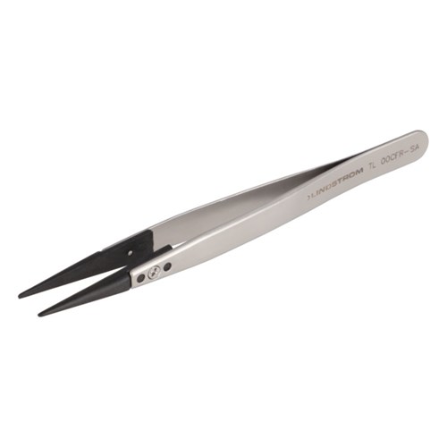 Lindstrom 00CFR-SA Carbon Fiber Tweezers w/ ESD Safe Handles and Straight - Thick - Squared Tips -  5.12" (130 mm)