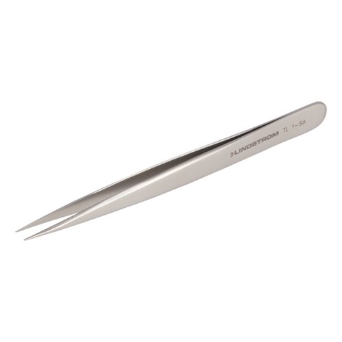 Lindstrom 1-SA Stainless Steel Micro Precision Tweezers - Anti-Acid Anti-Magnetic Body w/ Straight - Fine - Sharp - Superior Finish Tips - 4.72" (120 mm)