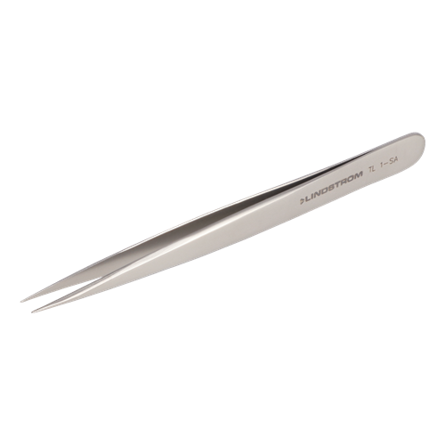 Lindstrom 1-SA-SL Stainless Steel Precision Economy Tweezers - Style 1 w/ Sharp Fine Tips - 4.92" (125 mm)