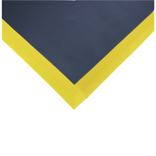 AcroMat 100-1-5-49-YB-B-S 100-1 Series Premium Anti-Fatigue Mat - 5/8" thick - 5' x 49 - Black - Smooth - Yellow Border