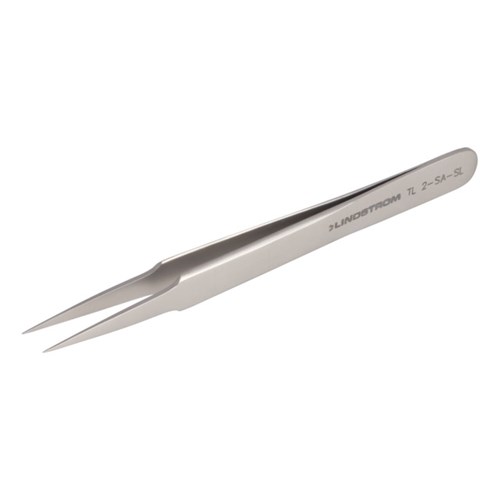 Lindstrom 2-SA-SL Stainless Steel Precision Economy Tweezers - Style 2 w/ Pointed - Very Fine Tips - 4.72" (120 mm)