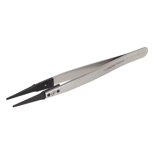 Lindstrom 242CFR-SA Carbon Fiber Tweezers w/ ESD Safe Handles and Straight - Fine Tips - 5.12" (130 mm)