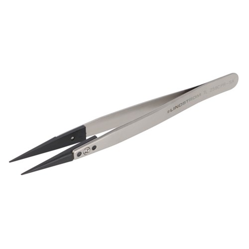 Lindstrom 259CPR-SA Carbon PEEK Tweezers w/ ESD Safe Handles and Straight - Fine - Pointed - Strong Tips - 5.12" (130 mm)