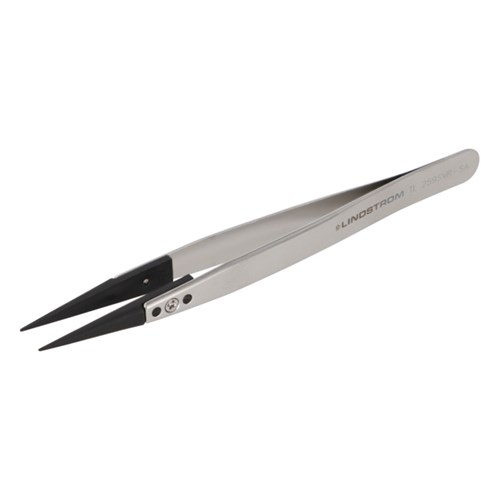 Lindstrom 259SVR-SA PVDF Tweezers w/ ESD Safe Handles and Straight - Fine - Pointed - Strong Tips - 5.12" (130 mm)