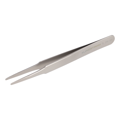 Lindstrom 2A-SA-SL Stainless Steel Precision Economy Tweezers - Style 2A w/ Flat - Fine Round Tips - 4.72" (120 mm)