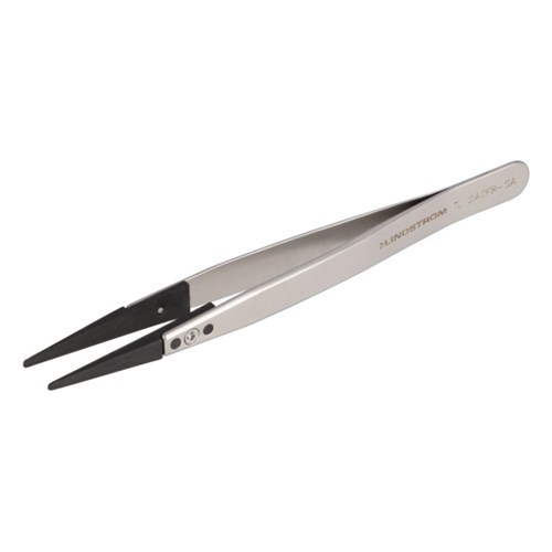 Lindstrom 2ACFR-SA Carbon Fiber Tweezers w/ ESD Safe Handles w/ Straight - Very Fine - Round - Flat Tips - 5.12" (130 mm)