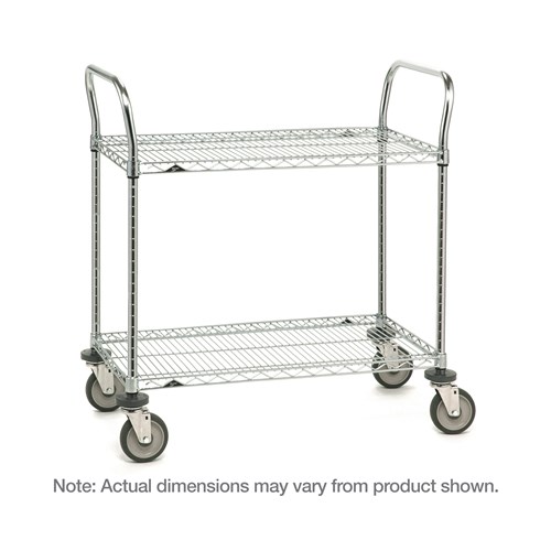 InterMetro Industries 2SPN43DC SP Series Utility Cart with 2 Chrome Wire Shelves - 21" x 36" x 39"