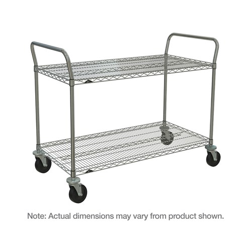 InterMetro Industries 2SPN53ABR SP Series Utility Cart with 2 Brite Wire Shelves - 24" x 36" x 39"