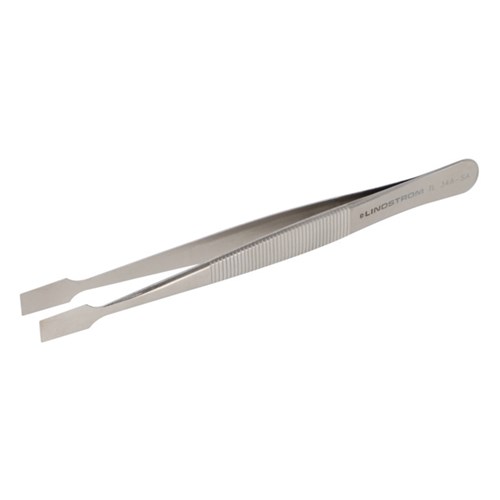 Lindstrom 34A-SA Stainless Micro Precision Tweezers - Anti-Acid Anti-Mag Body - Serrated Handles and Smooth - Thin - Squared - Flat - Superior Finish Tips -  4.72" (120 mm)