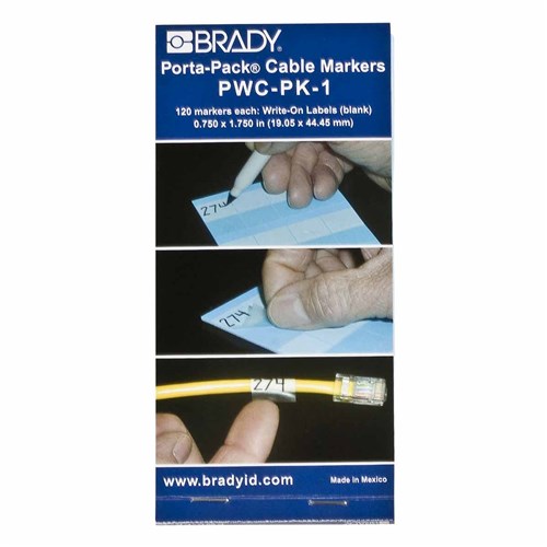 Brady PWC-PK-1 Write-On Cable Markers .75 x 1.75 120/pk