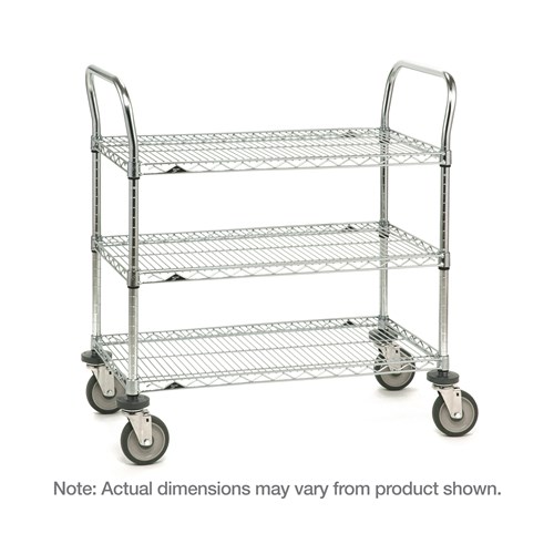 InterMetro Industries 3SPN53DC SP Series Utility Cart with 3 Chrome Wire Shelves - 24" x 36" x 39"