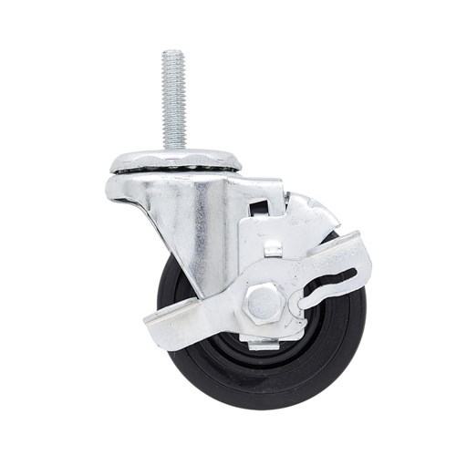 InterMetro Industries 3TMB 3" Resilient Rubber Swivel/Brake Low Profile Caster for Super Erecta Industrial Wire Shelving Racks