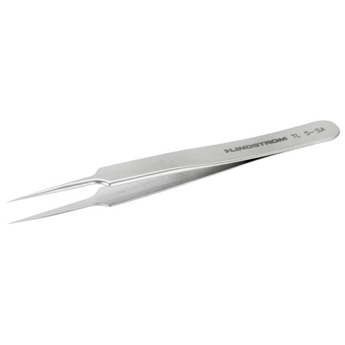 Lindstrom 5-SA Stainless Steel Micro Precision Tweezers - Anti-Acid Anti-Magnetic Body w/ Straight - Very Fine - Sharp - Superior Finish Tips -  4.33" (110 mm)