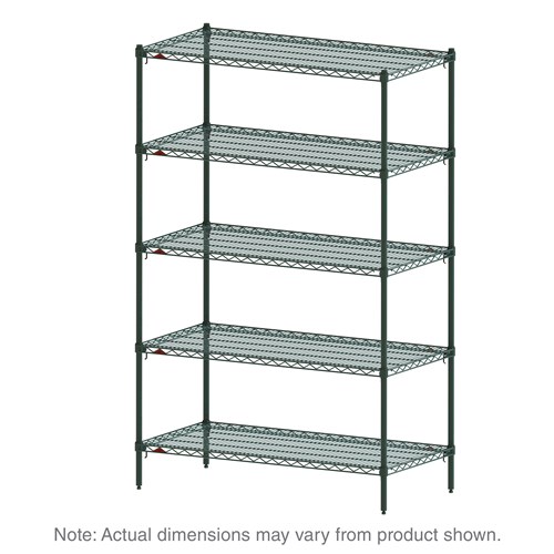 InterMetro Industries 5A317K3 Adjustable Super Erecta 5A317K3 5-Shelf Industrial Wire Shelving Starter Unit - Metroseal Green Epoxy - 18" x 24" x 74"