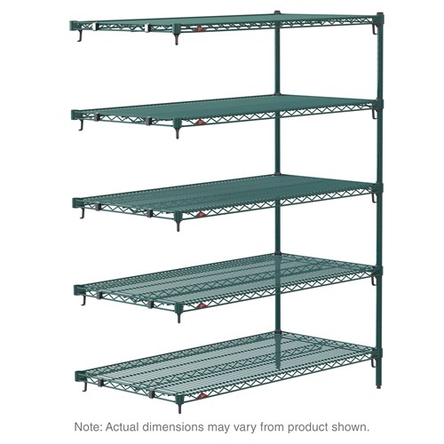 InterMetro Industries 5AA327K3 Adjustable Super Erecta 5AA327K3 5-Shelf Industrial Wire Shelving Add-On Unit - Metroseal Green Epoxy - 18" x 30" x 74"