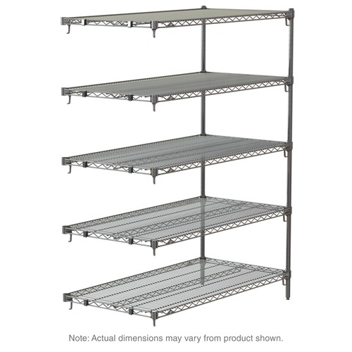 InterMetro Industries 5AA337C Adjustable Super Erecta 5AA337C 5-Shelf Industrial Wire Shelving Add-On Unit - Chrome - 18" x 36" x 74"