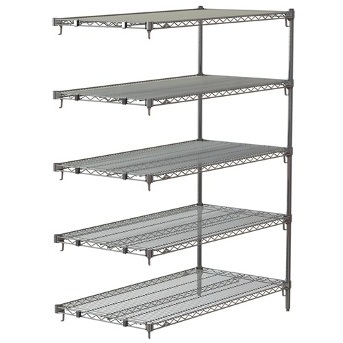 InterMetro Industries 5AA557C Adjustable Super Erecta 5AA557C 5-Shelf Industrial Wire Shelving Add-On Unit - Chrome - 24" x 48" x 74"