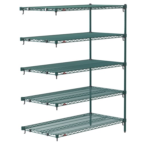 InterMetro Industries 5AA557K3 Adjustable Super Erecta 5AA557K3 5-Shelf Industrial Wire Shelving Add-On Unit - Metroseal Green Epoxy - 24" x 48" x 74"