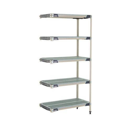 InterMetro Industries 5AX337GX3 5AX337GX3 5-Shelf Plastic Industrial Shelving Add-On Unit - 18" x 36" x 74"