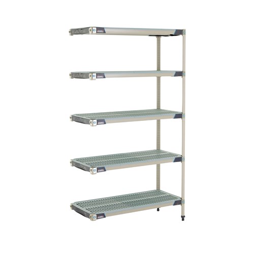 InterMetro Industries 5AX347GX3 5AX347GX3 5-Shelf Plastic Industrial Shelving Add-On Unit - 18" x 42" x 74"