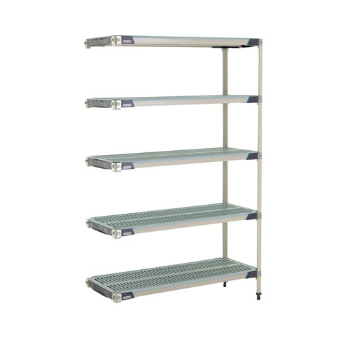 InterMetro Industries 5AX357GX3 5AX357GX3 5-Shelf Plastic Industrial Shelving Add-On Unit - 18" x 48" x 74"