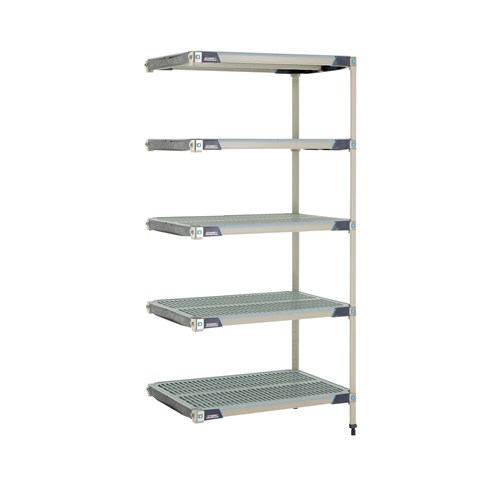 InterMetro Industries 5AX537GX3 5AX537GX3 5-Shelf Plastic Industrial Shelving Add-On Unit - 24" x 36" x 74"