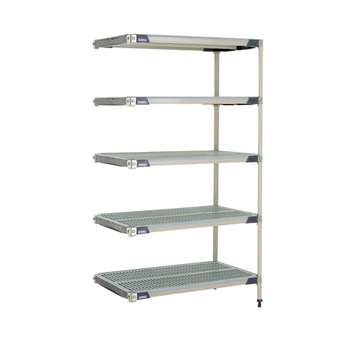 InterMetro Industries 5AX547GX3 5AX547GX3 5-Shelf Plastic Industrial Shelving Add-On Unit - 24" x 42" x 74"