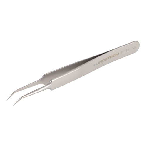 Lindstrom 5B-SA Stainless Steel Micro Precision Tweezers - Anti-Acid Anti-Magnetic Body w/ Bent - Very Fine - Sharp - Superior Finish Tips -  4.33" (110 mm)