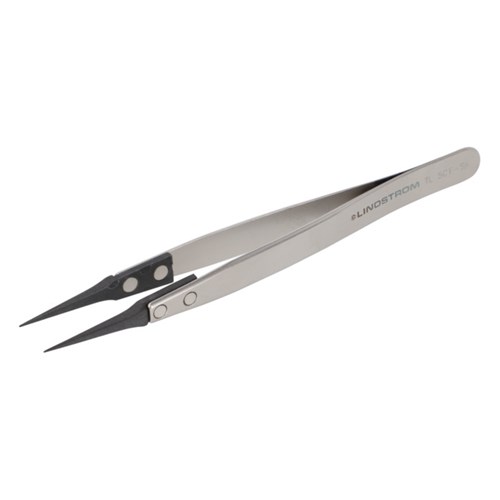 Lindstrom 5CF-SA Carbon Fiber Tweezers w/ ESD Safe Handles and Straight - Very Fine - Sharp Tips - 5.12" (130 mm)