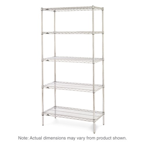 InterMetro Industries 5N317BR Super Erecta 5-Shelf Industrial Wire Shelving Starter Unit - Brite - 18" x 24" x 74"