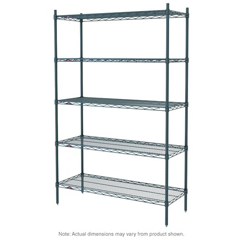 InterMetro Industries 5N317K3 Super Erecta 5-Shelf Industrial Wire Shelving Starter Unit - Metroseal Green Epoxy - 18" x 24" x 74"