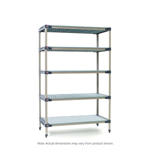 InterMetro Industries 5X317H4 5X317H4 5-Shelf Plastic Industrial Shelving Starter Unit with Solid Bottom Shelf - 18" x 24" x 74"