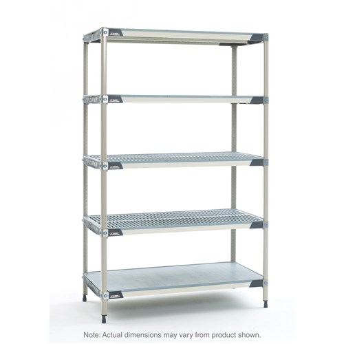 InterMetro Industries 5X317HX3 5X317HX3 5-Shelf Plastic Industrial Shelving Starter Unit with Solid Bottom Shelf - 18" x 24" x 74"