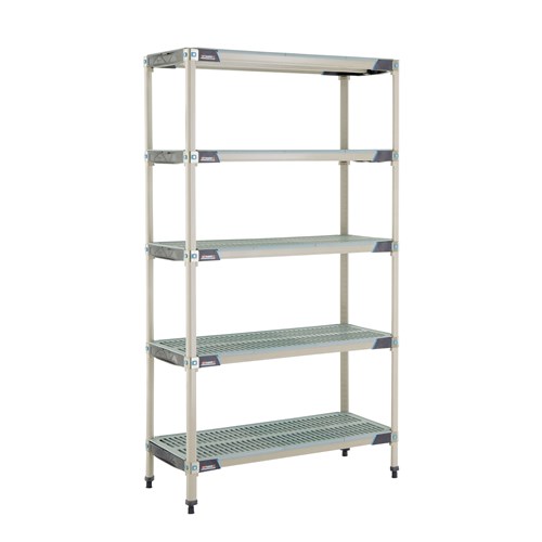 InterMetro Industries 5X347GX3 5X347GX3 5-Shelf Plastic Industrial Shelving Starter Unit - 18" x 42" x 74"