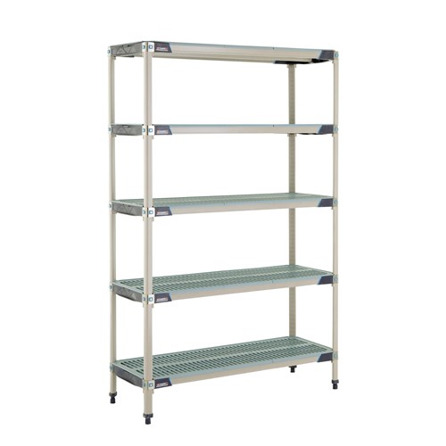 InterMetro Industries 5X357GX3 5X357GX3 5-Shelf Plastic Industrial Shelving Starter Unit - 18" x 48" x 74"