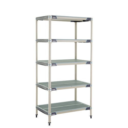 InterMetro Industries 5X537GX3 5X537GX3 5-Shelf Plastic Industrial Shelving Starter Unit - 24" x 36" x 74"