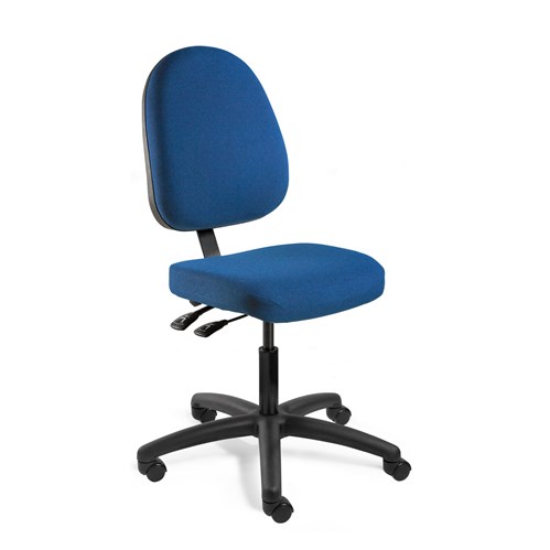 Bevco 6001-V-BL - Integra 6000 Series Upholstered Office Chair w/Seat & Back Tilt - Vinyl - 17"-22" - Mushroom Glides - Blue