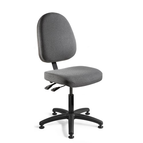 Bevco 6001-F-GY - Integra 6000 Series Upholstered Office Chair w/Seat & Back Tilt - Fabric - 17"-22" - Mushroom Glides - Gray