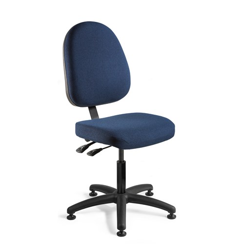 Bevco 6001-F-NY - Integra 6000 Series Upholstered Office Chair w/Seat & Back Tilt - Fabric - 17"-22" - Mushroom Glides - Navy Blue