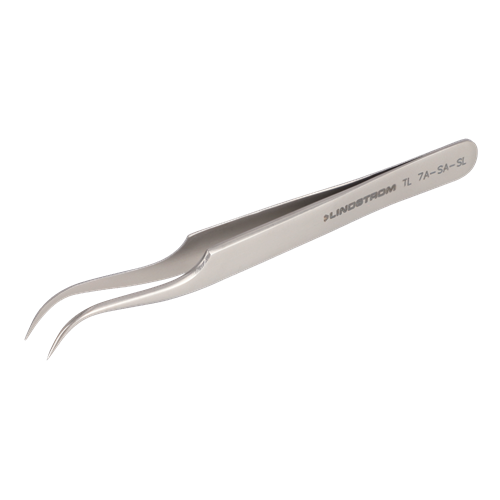 Lindstrom 7-SA-SL Stainless Steel Precision Economy Tweezers - Style 7 w/ Curved - Fine Tips - 4.72" (120 mm)