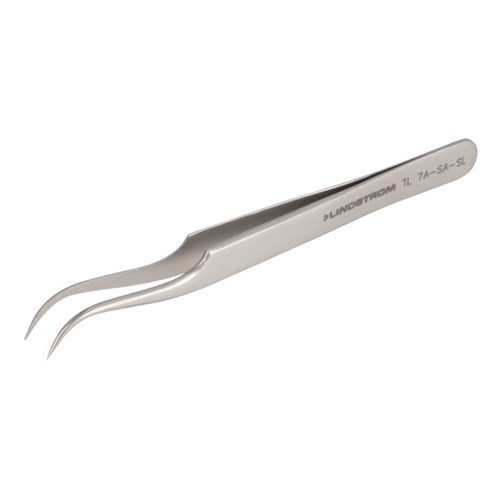 Lindstrom 7A-SA-SL Stainless Steel Precision Economy Tweezers - Style 7A w/ Curved - Fine Tips - 4.72" (120 mm)