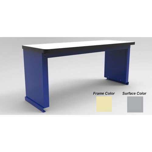 Production Basic 8470 - Riser Shelf for RTW Workbench - 96" W x 18" D - Almond Frame - Gray Surface