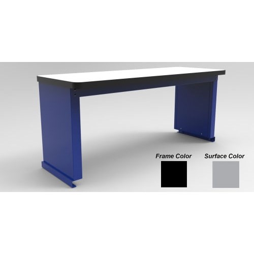 Production Basic 8472 - Riser Shelf for RTW Workbench - ESD - 60" W x 18" D - Black Frame - Gray Surface