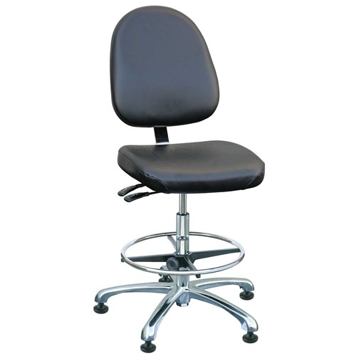 Bevco 9551LC2-BK - Integra-CR 9000 Series Class 100 Cleanroom/Laboratory Chair - Vinyl - 21.5"-31.5" - Mushroom Glides - Black