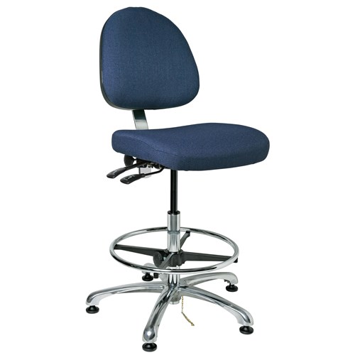 Bevco 9551M-E-F-NY - Integra-E 9000 Series ESD Chair - Static Control Fabric - 21.5"-31.5" - ESD Mushroom Glides - Navy Blue