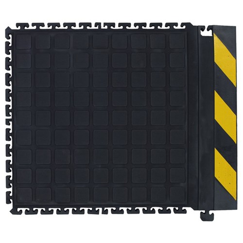 Andersen Co. - No. 522 Hog Heaven Dry Anti-Fatigue Modular Tile III - Side - 18" x 21.875" - Black w/Yellow Chevron Borders