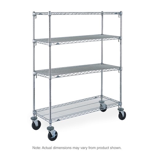 InterMetro Industries A336BC Adjustable Super Erecta A336BC 4-Shelf Industrial Wire Shelving Stem Caster Cart - Chrome - 18" x 36" x 67.875"