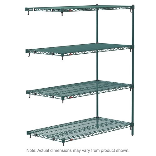 InterMetro Industries AA316K3 Adjustable Super Erecta AA316K3 4-Shelf Industrial Wire Shelving Add-On Unit - Metroseal Green Epoxy - 18" x 24" x 63"