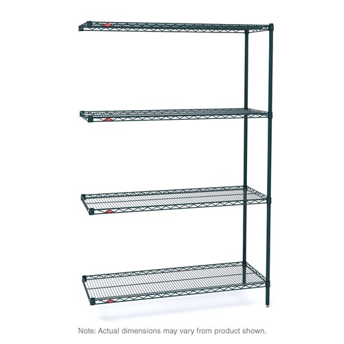 InterMetro Industries AN316K3 Super Erecta 4-Shelf Industrial Wire Shelving Add-On Unit - Metroseal Green Epoxy - 18" x 24" x 63"